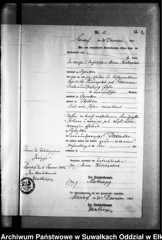 image.from.unit.number "Sterbe-Neben-Register des Preussischen Standes-Amtes Gr. Strengeln Kreis Angerburg"