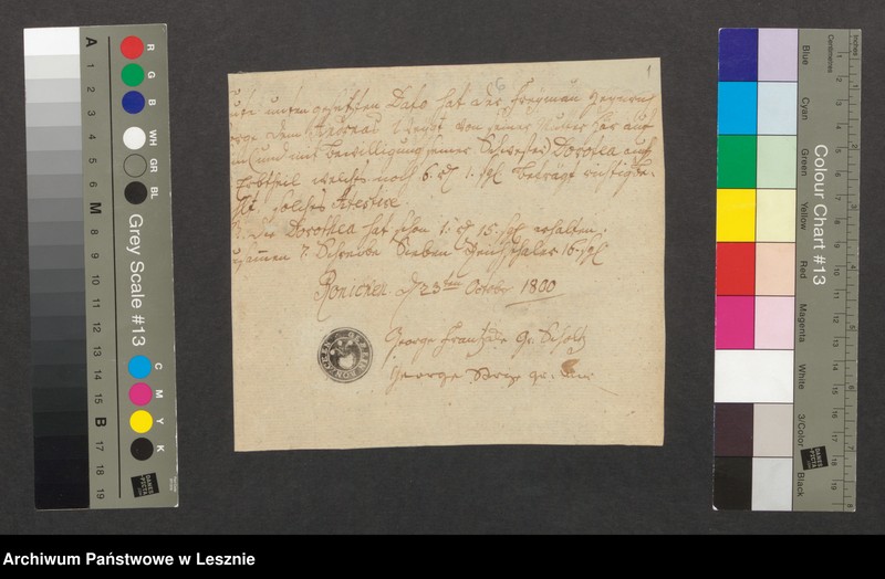 Obraz z jednostki "Świadectwo przekazania części spadku; Wystawca - George Frantzar, sołtys Rojęczyna"