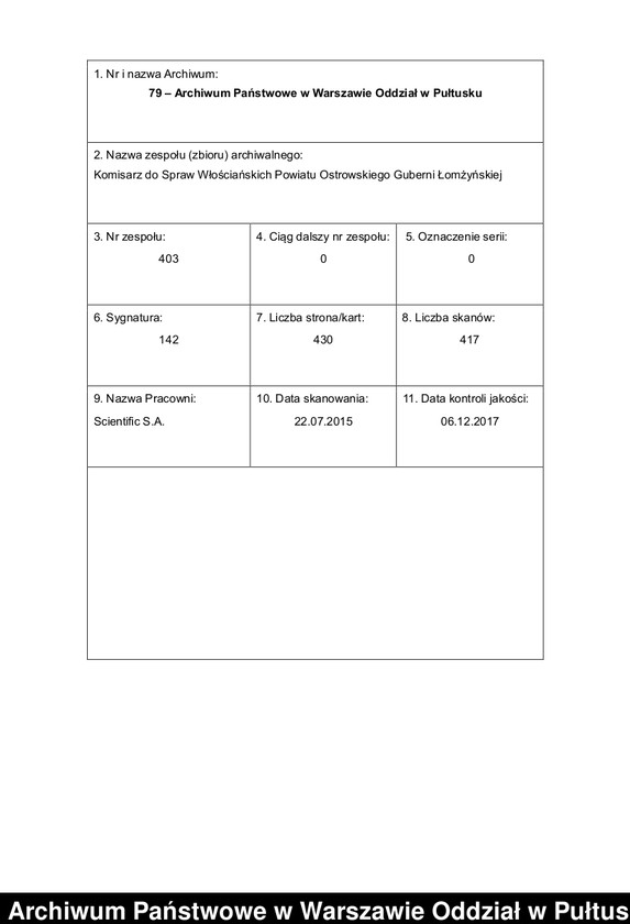 image.from.unit.number "O urządzaniu chłopów byłej rządowej wsi kolonialnej Wólka Piaseczna, gm. Długosiodło, wchodzącej przy opublikowaniu ważnych dekretów z dnia 19 lutego, 12 marca 1864 r. (Skład prywatnej własności Brańszczyk podległej Wincentego Jackowskiego)"
