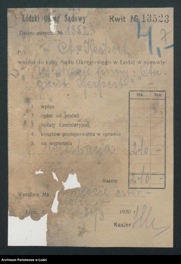 Obraz 9 z jednostki "August Kerpert- handel artykułami włókienniczymi, chemikaliami i bawnikami"