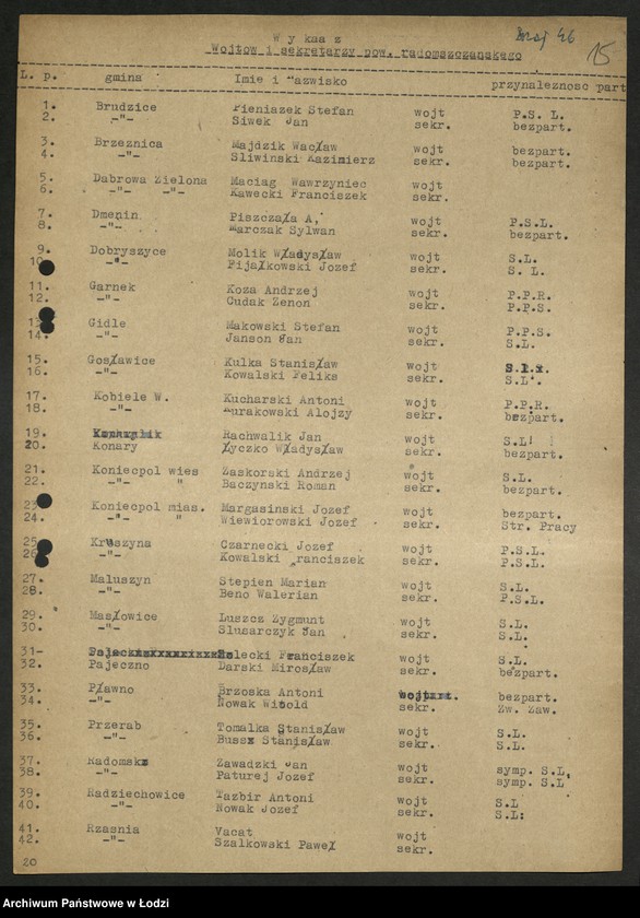 Obraz 16 z jednostki "Ankiety sprawozdawcze instruktora Komitetu Powiatowego Radomsko [z załącznikami]"