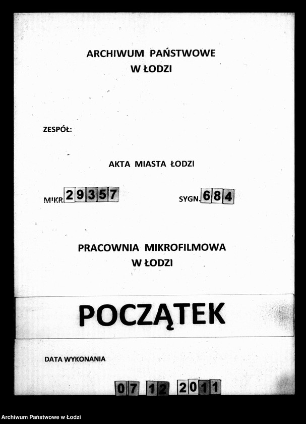 Obraz 1 z jednostki "Akta tyczące się szpitala"