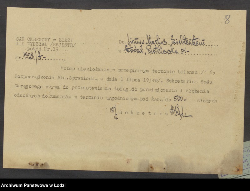 Obraz 10 z jednostki "Markus Lichtenstein- sprzedaż towarów manufakturowych"