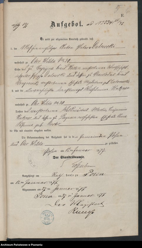 Obraz 8 z jednostki "Die von den Verlobten beizubriegenden Urkunden"