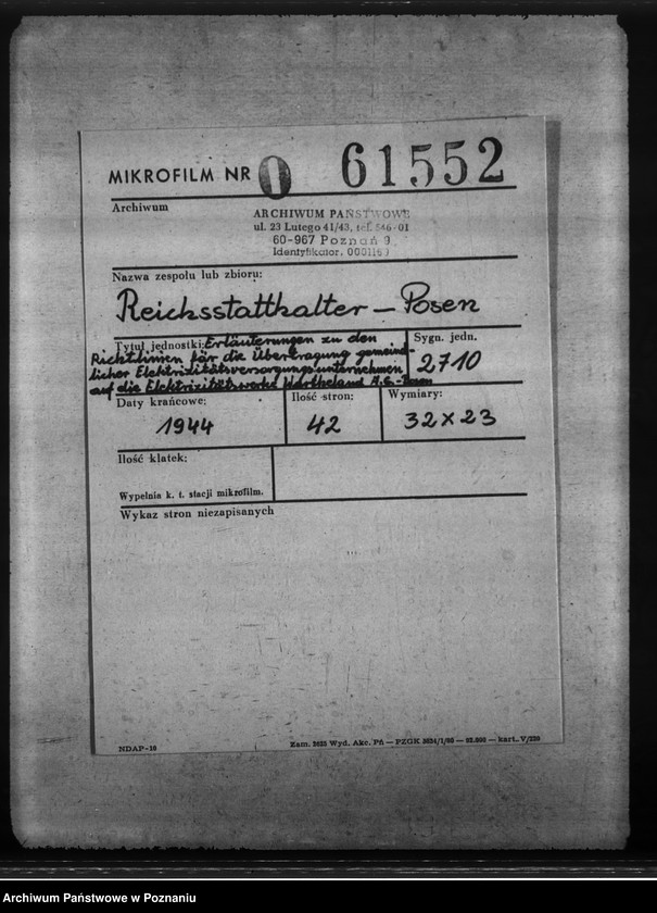 Obraz 2 z jednostki "Erläuterungen zu den Richtlinien für die Übertragung gemeindlicher Elektrizitätsversorgungsunternehmen auf die Elektrizitätswerke Wartheland A.G. - Posen"