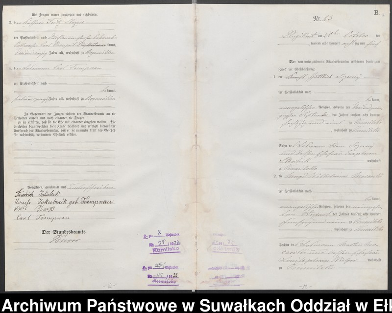 image.from.unit.number "[Heiraths-Haupt-Register des Königlichen Preussischen Standes-Amtes Kumilsko Kreis Johannisburg]"