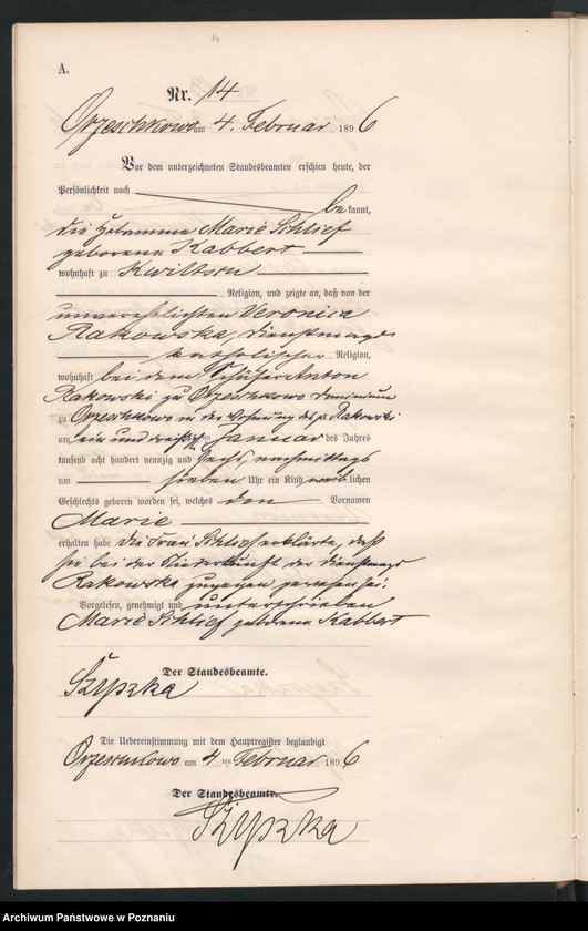 Obraz 17 z jednostki "Księga urodzeń"