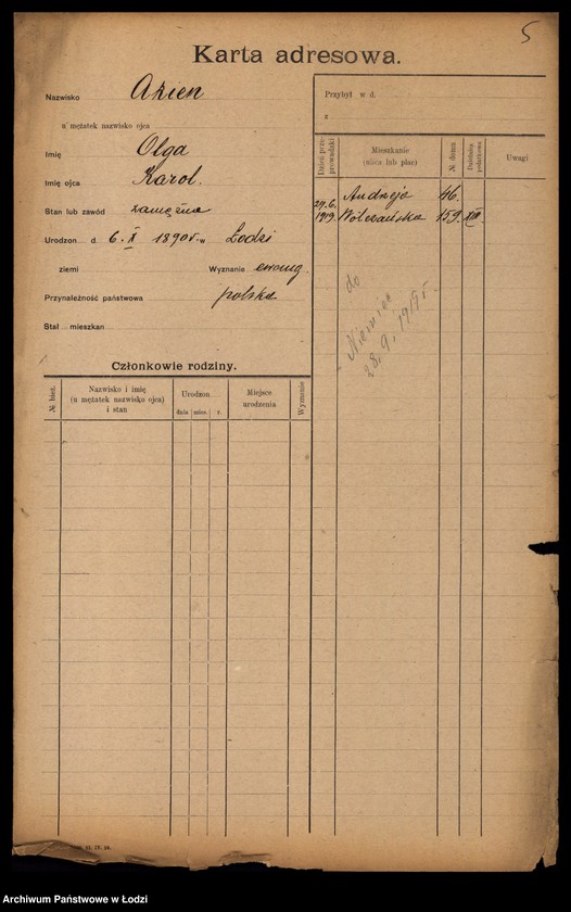 Obraz 7 z jednostki "[Spis ludności Łodzi] Akimow - Alperin"