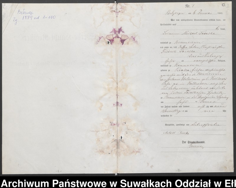 image.from.unit.number "Sterbe-Haupt-Register des Königlichen Preussischen Standes-Amtes Belzonzen Kreis Johannisburg"