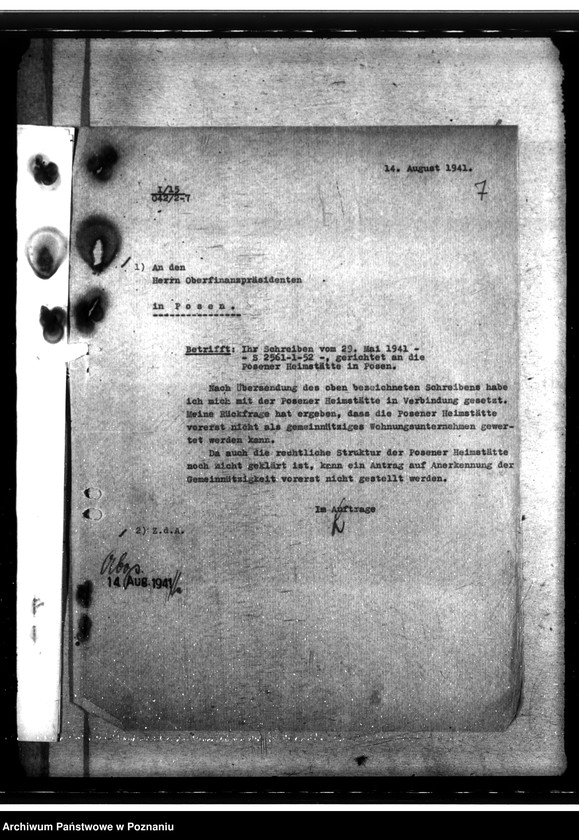 Obraz 11 z jednostki "Anerkennung der Gemeinnützigkeit der "Posener Heimstätte""