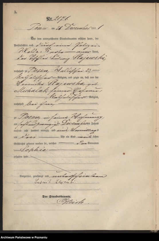 Obraz 11 z jednostki "Księga urodzeń t. VI"