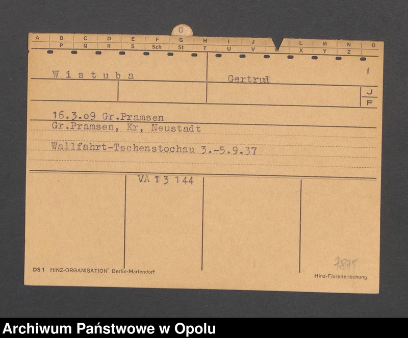 Obraz 3 z jednostki "[Wistuba Gertrud, ur. 16.03.1909 r. Gross Pramsen]"
