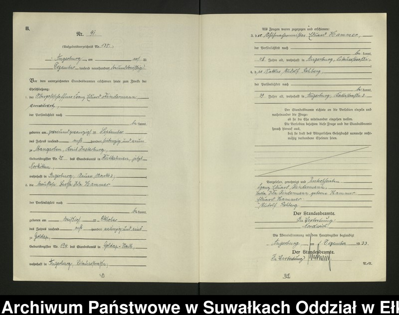 image.from.unit.number "B2. Heirats - Register (Neben - Register) Standesamt Angerburg Ostpr. einschl. der Standesamtsbezirk, Gross Strengeln, Kehlen und Prinowen"
