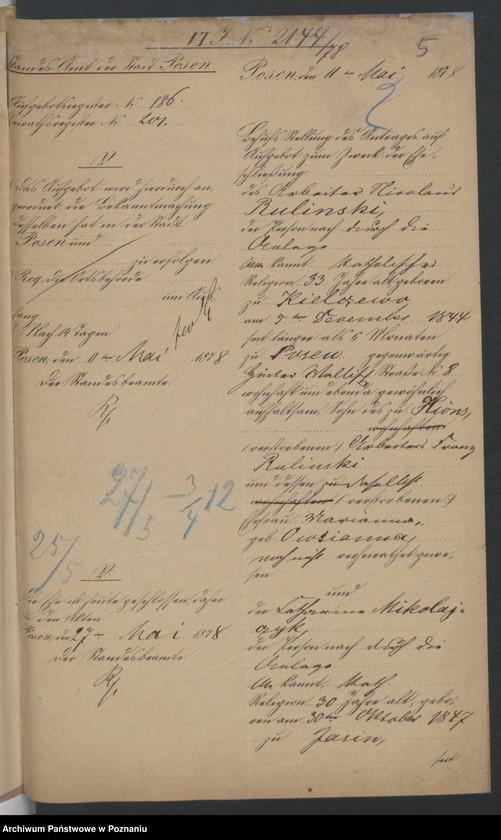 Obraz 7 z jednostki "Die von den Verlobten beigebrachten Urkunden zur Eheschliessung pro 1878"