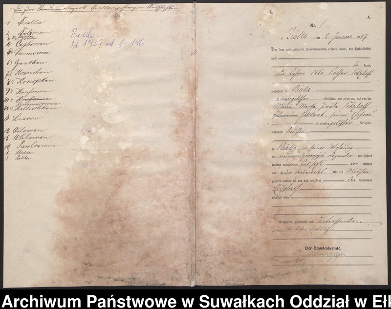 image.from.unit.number "[Geburts-Haupt-Register des Königlichen Preussischen Standes-Amtes Bialla Kreis Johannisburg]"