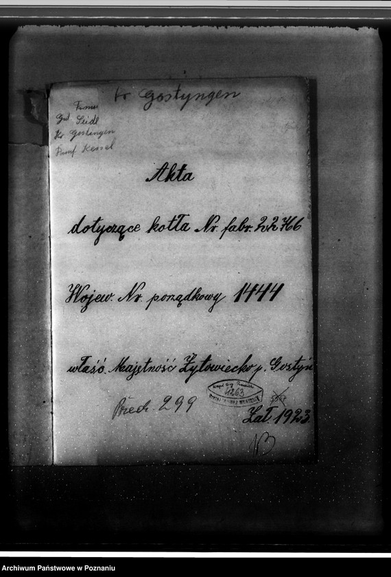 Obraz 4 z jednostki "Majętność Żytowiecko pow. gostyński nr woj. kotła 1444"