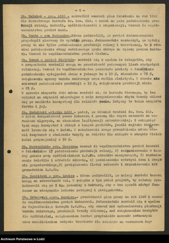 Obraz 9 z jednostki "Związek Samopomocy Chłopskiej-sprawozdania [inspektoratów, referatów, komisji] Zarządu Wojewódzkiego [oraz protokoły ze zjazdów wojewódzkich i okręgowej konferencji rolniczej]"