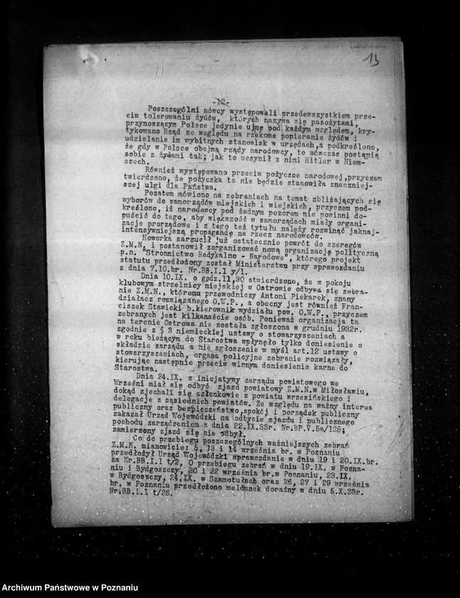 Obraz 17 z jednostki "Sprawozdanie miesięczne sytuacyjne z legalnego ruchu politycznego za miesiące wrzesień-grudzień 1933 r."