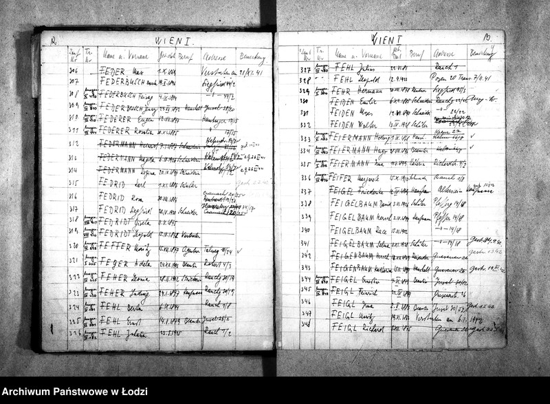 Obraz 10 z jednostki "[Wykazy imienne Żydów zagranicznych wsiedlonych do getta]"