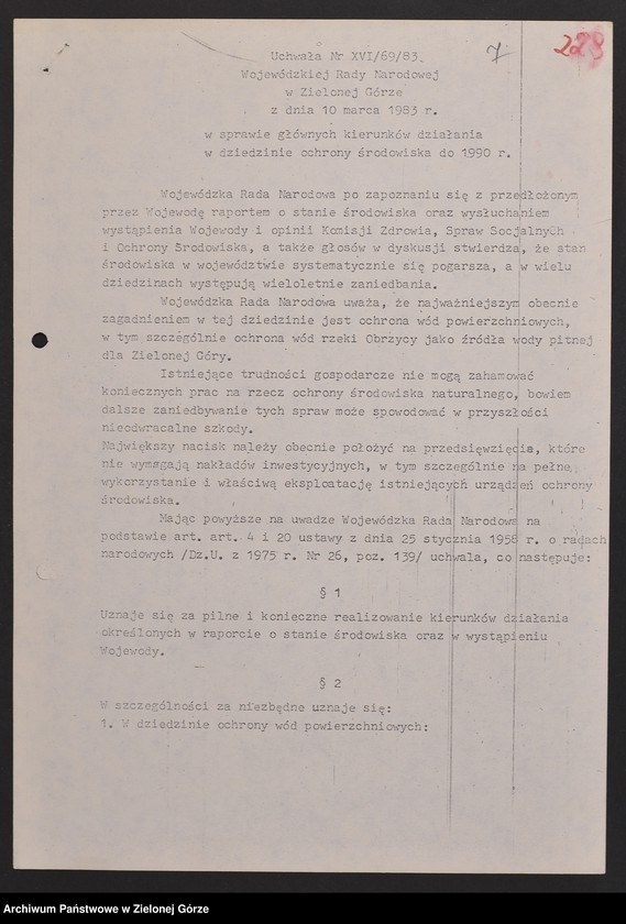 image.from.unit.number "Protokóły z posiedzeń Komisji Zdrowia, Spraw Socjalnych i Ochrony Środowiska Wojewódzkiej Rady Narodowej w Zielonej Górze"