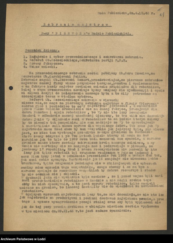 Obraz 12 z jednostki "Państwowe Zakłady Przemysłu Bawełnianego Ruda Pabianicka; protokoły z narad zakładowych, raporty dzienne o wykonaniu planu produkcji"