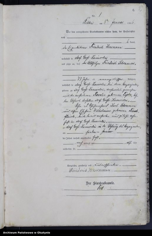 Obraz z jednostki "Sterbe-Haupt-Register Nr 1 - 74"