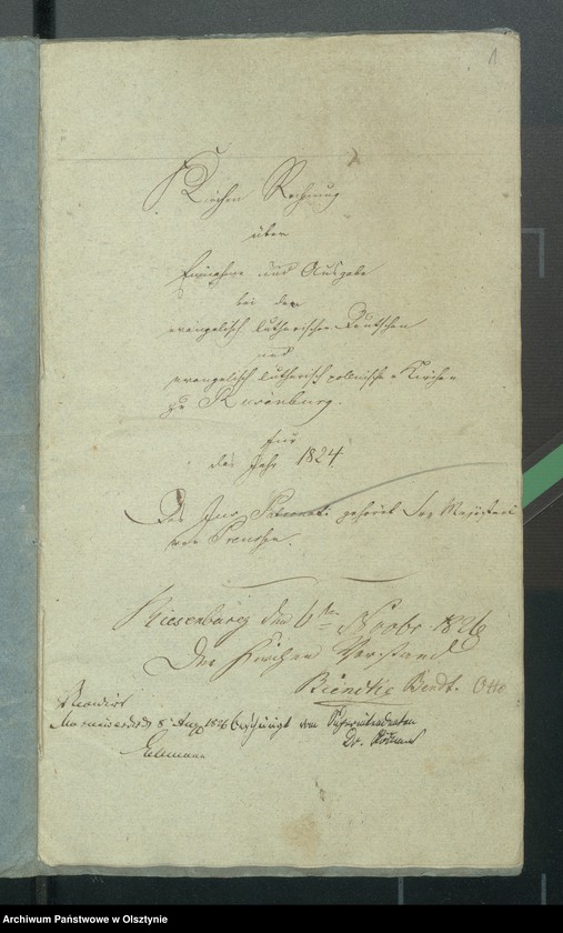 image.from.unit.number "Kirchen Rechnung über Einnahme und Ausgabe bei der ewangelischen deutschen und polnischen Kirche zu Riesenburg"