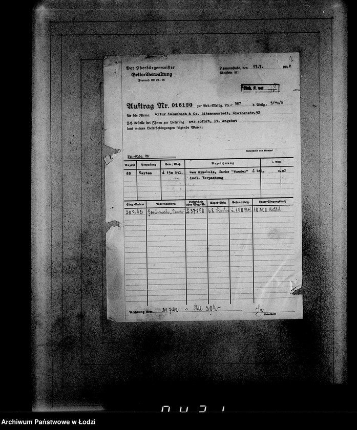 Obraz 4 z jednostki "Aufträge, [Lieferscheinen und Rechnungen] 16051-16121 [Zamówienia, rachunki, dowody dostaw, zapotrzebowania na żywność dla Getta]"