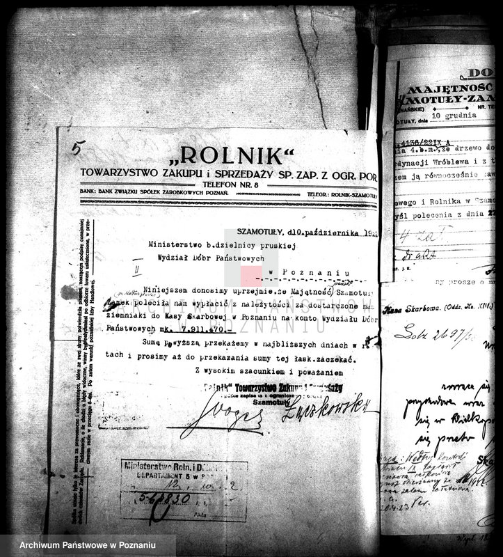 Obraz 9 z jednostki "Rewizje majątku państwowego Szamotuły-Zamek"