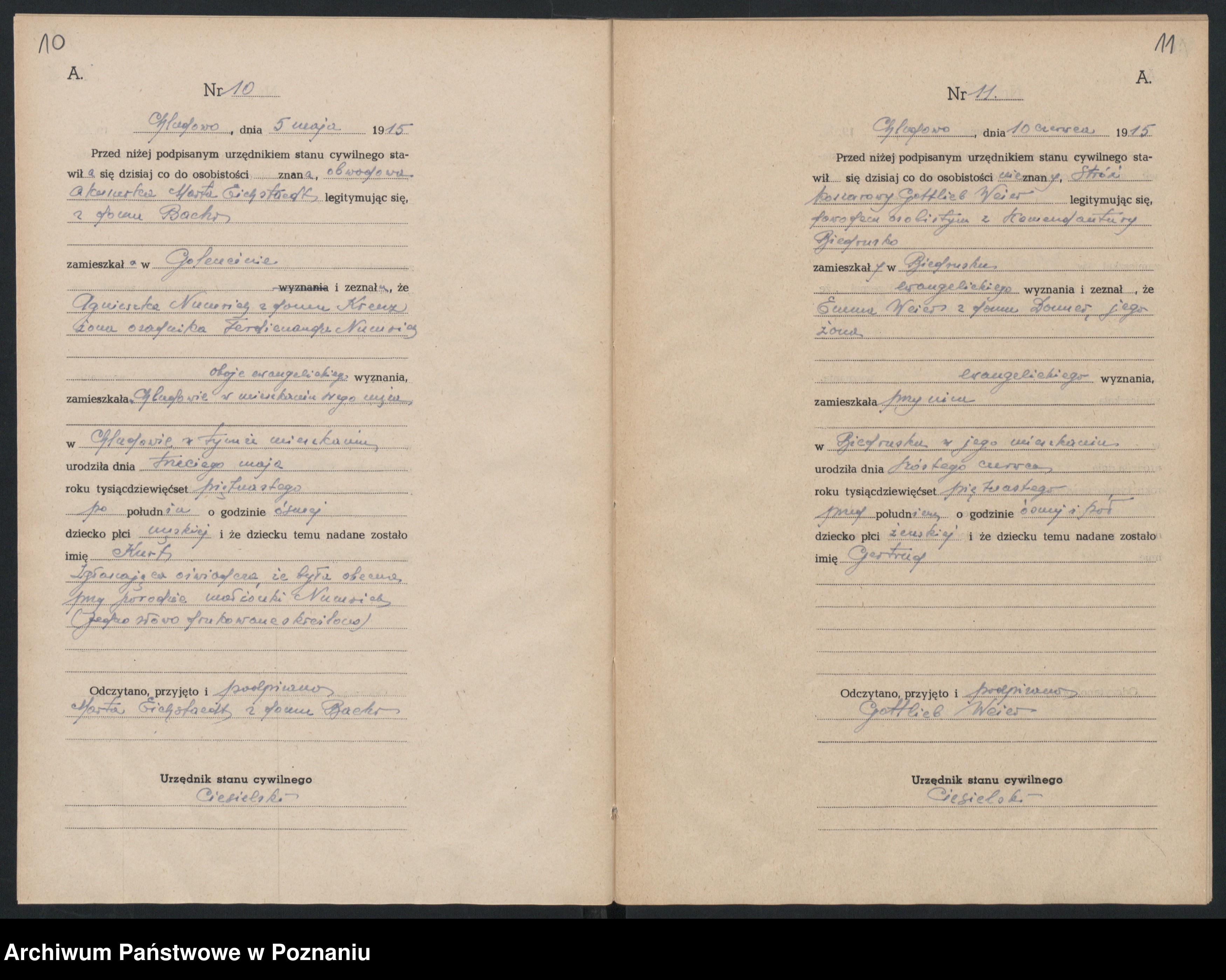 Skan z jednostki: Księga urodzin [Rejestr poboczny urodzeń]