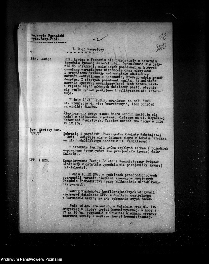 Obraz 15 z jednostki "Sprawozdania sytuacyjne tygodniowe za czas od 5 grudnia 1930 r. do dnia 1 stycznia 1931 r. /nr 58-61/"