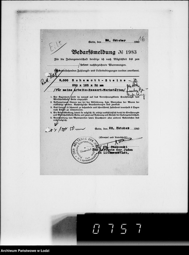 Obraz 20 z jednostki "Stornierte Bedarfsmeldungen [Korespondencja z różnymi firmami niemieckimi w sprawie dostawy różnych artykułów przemysłowych]"