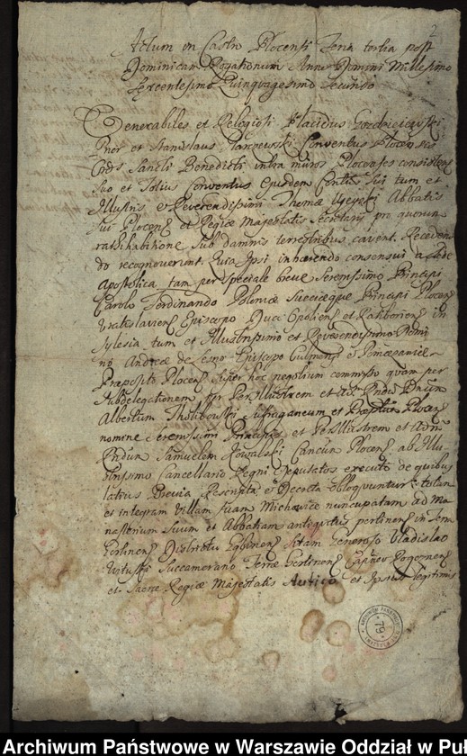 image.from.unit.number "Ekstrakt z ks. gr. płockich donacji w 1652 r. przez konwent wsi klasztornej Michowice podkomorzemu gostynińskiemu, staroście rogozińskiemu, dworzaninowi JKMci Władysławowi Wituskiemu"