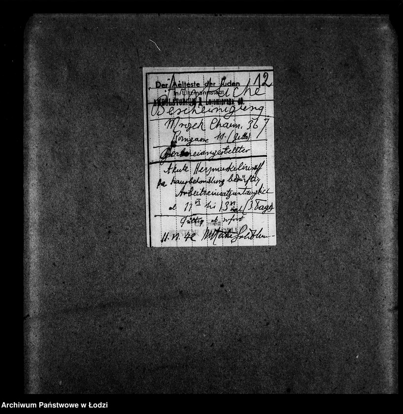 Obraz 15 z jednostki "Gerberei Abteilung [Zasiłki chorobowe dla pracowników wydziału, zaświadczenia lekarskie, listy pracowników]"