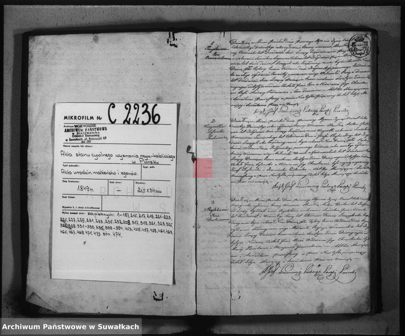 image.from.unit.number "Duplikat akt urodzonych, zaślubionych i umarłych na rok 1849 z parafij katolickiej Puńsk"