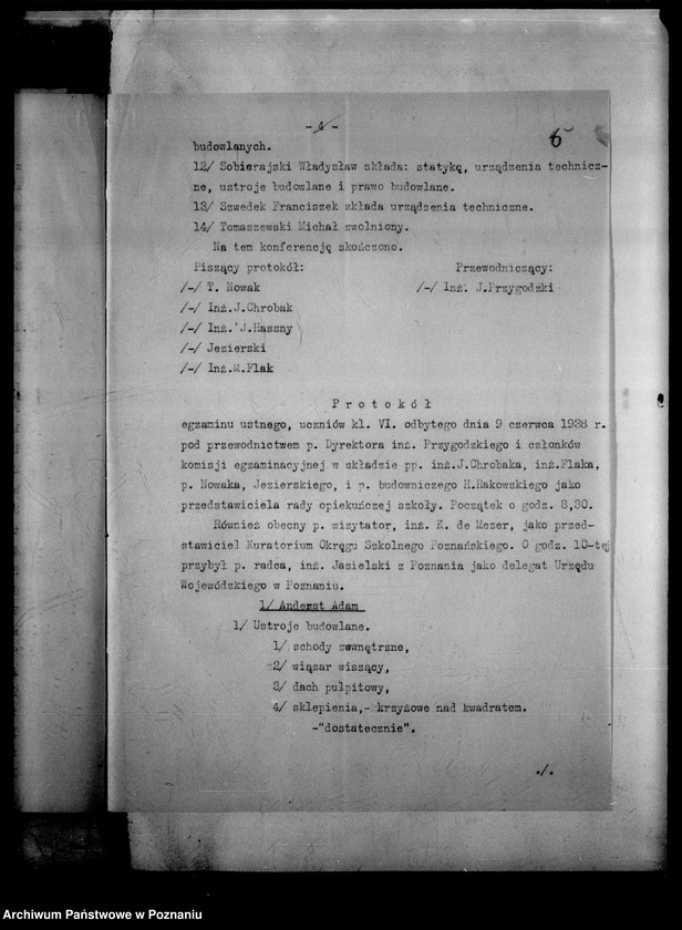 Obraz 8 z jednostki "Państwowa Szkoła Budownictwa w Lesznie - [protokoły z egzaminu końcowego wraz ze spisem abiturientów]"