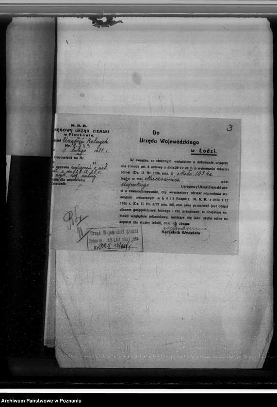 Obraz 7 z jednostki "Majątek Mieczownica powiat koniński wyłączenie obszarów leśnych w związku z wykonaniem reformy rolnej"