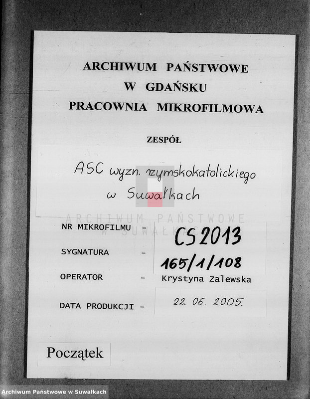 Obraz 1 z jednostki "[Księga akt urodzeń wyznania rzymskokatolickiego parafii w Suwałkach]"