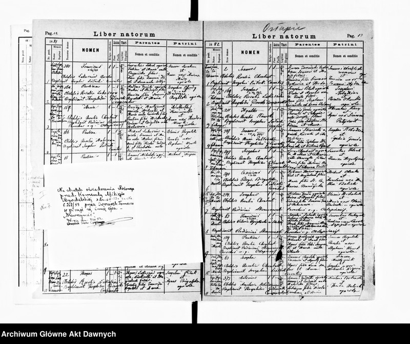 image.from.unit.number "Parafia: Grzymałów. Dekanat: Skałat. Księga metrykalna urodzeń dla wsi Ostapie*."