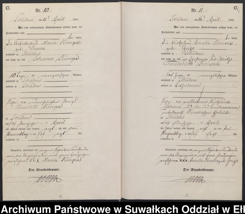 image.from.unit.number "Sterbe-Haupt-Register des Königlich Preussischen Standes-Amtes Schaden Kreis Sensburg"