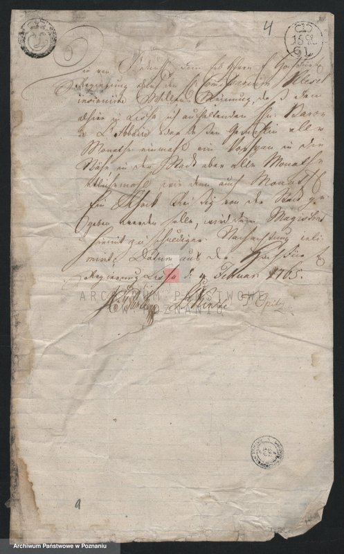 Obraz 6 z jednostki "Korespondencja, zarządzenia, wyroku władzy zwierzchniej miasta Leszna tj. Ant. Sułkowskiego i jego urzędników w sprawach administracyjno - porządkowych, finansowych i spornych; język niemiecki"