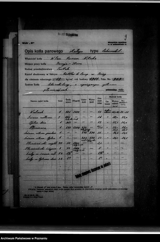 image.from.unit.number "Tartak parowy R. Nitsche w Boruji Starej powiat wolsztyński nr woj. kotła 4552"