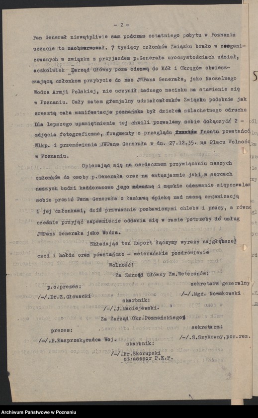 Obraz 11 z jednostki "I. Walny Zjazd Delegatów Okręgu Poznańskiego Związku Weteranów Powstań Narodowych 1.III.1936 r."