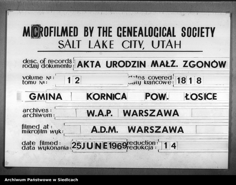 Obraz 1 z jednostki "Akta urodzin, małżeństw, zgonów"