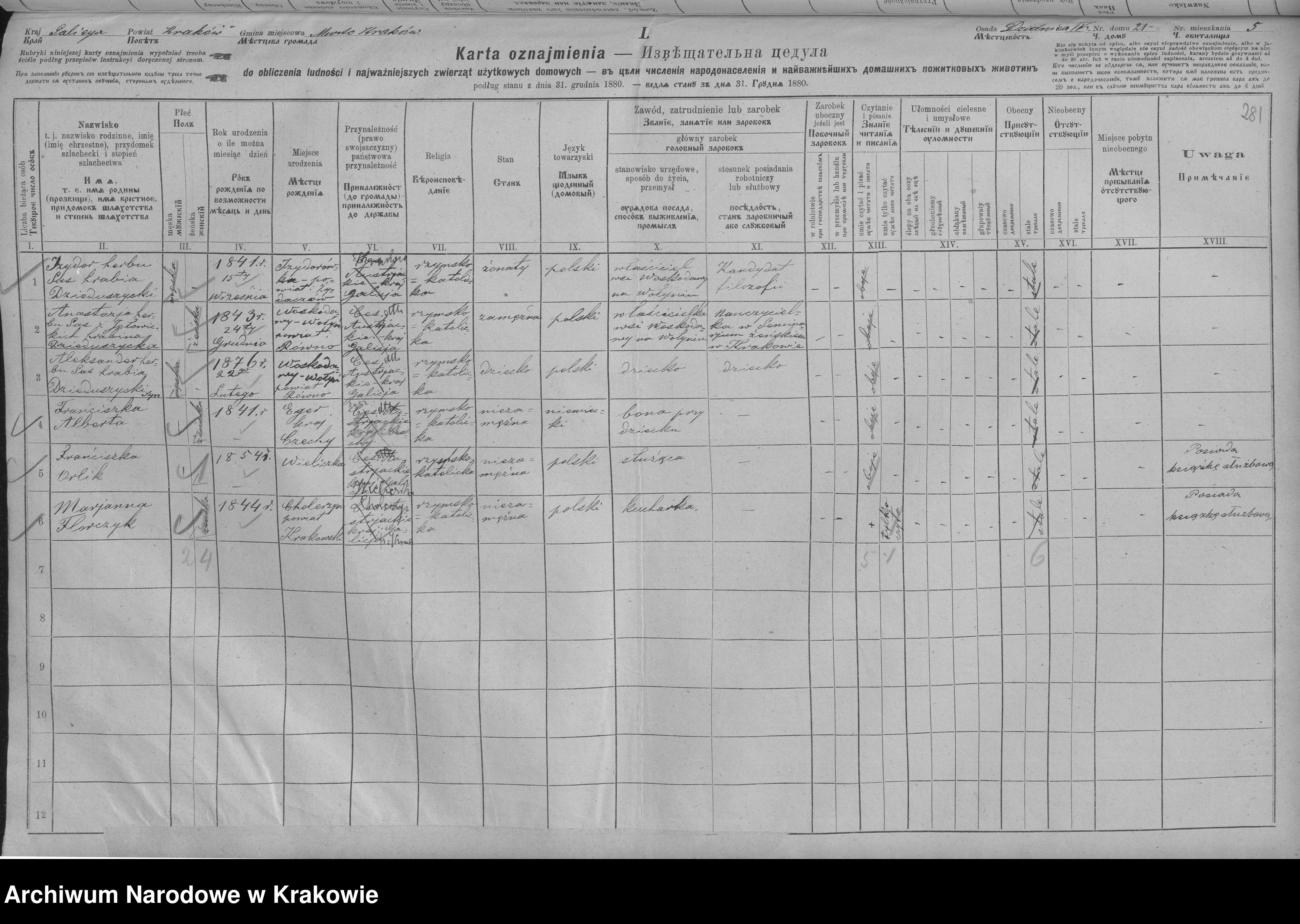 Skan z jednostki: Spis ludności 1880, Dz. IV, nr 1-86, T. 10