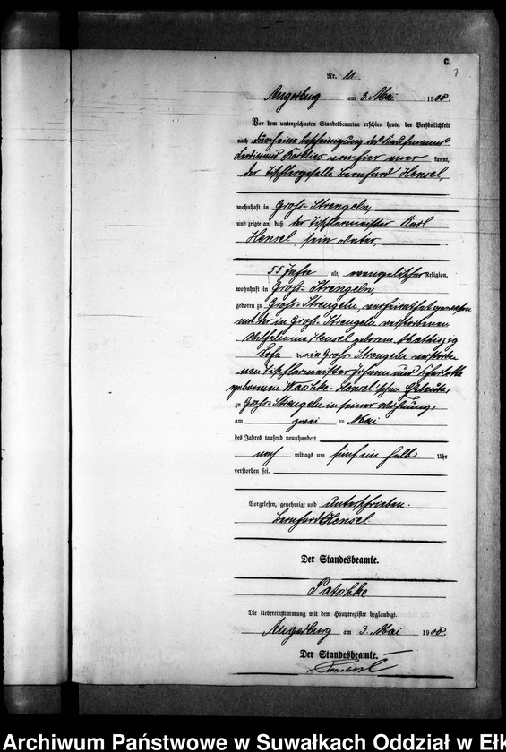 image.from.unit.number "Sterbe-Neben-Register des Preussischen Standes-Amtes Gr. Strengeln Kreis Angerburg"