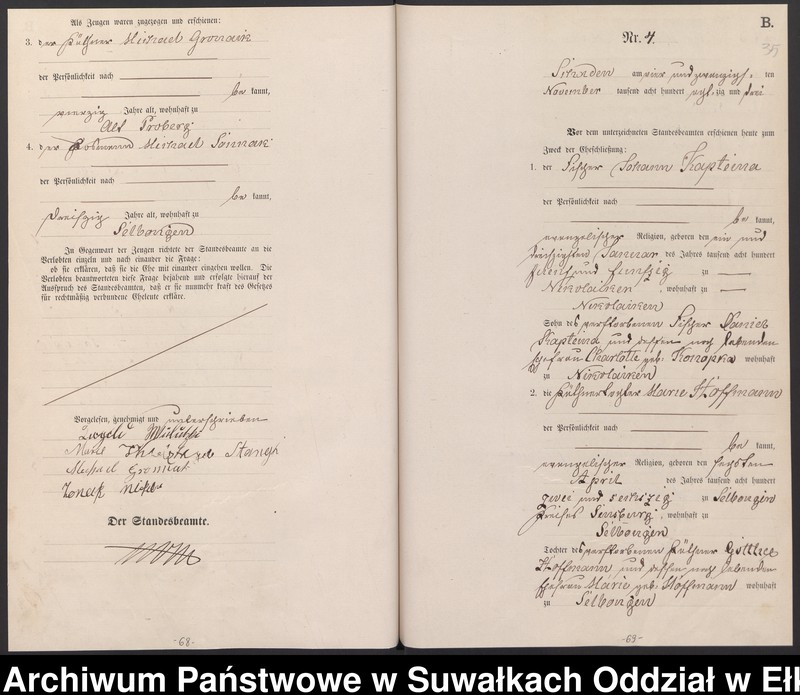 image.from.unit.number "Heiraths-Haupt-Register des Königlich Preussischen Standes-Amtes Schaden Kreis Sensburg"