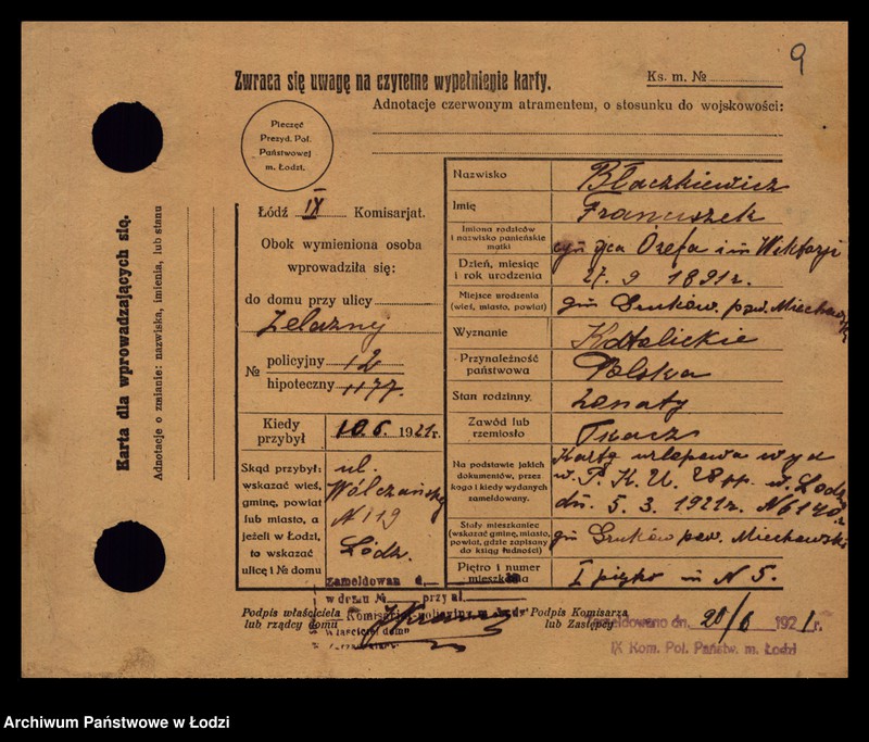 Obraz 11 z jednostki "[Spis ludności Łodzi] Błaszek - Bochenek"