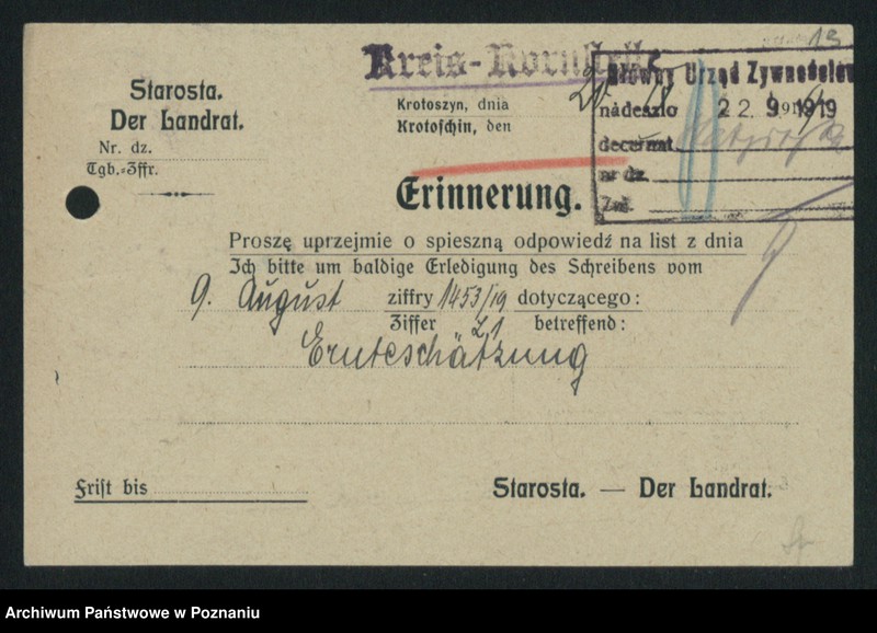 Obraz 15 z jednostki "[Statystyka produkcji rolnej - wynagrodzenia za oszacowanie plonów w 1919 roku]"