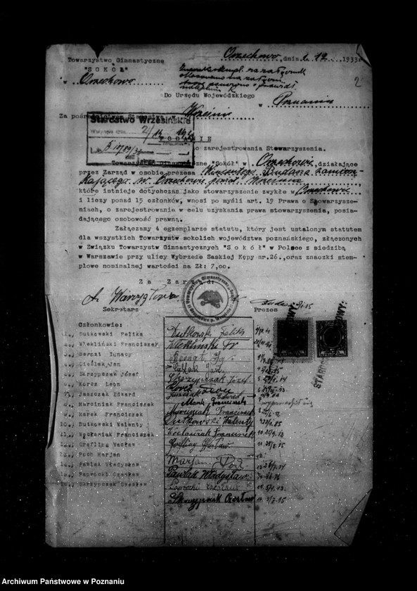 Obraz 7 z jednostki "/Towarzystwo Gimnastyczne „Sokół" w Orzechowie powiat Września - rejestracja/"